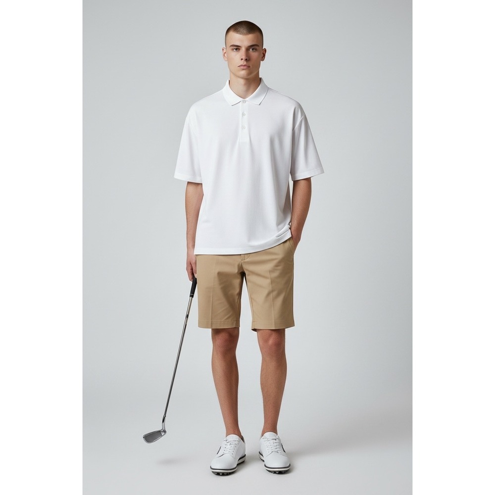 PGA Tour Airflux Mens Large White Mesh Golf Polo Shirt Short Sleeve Athletic